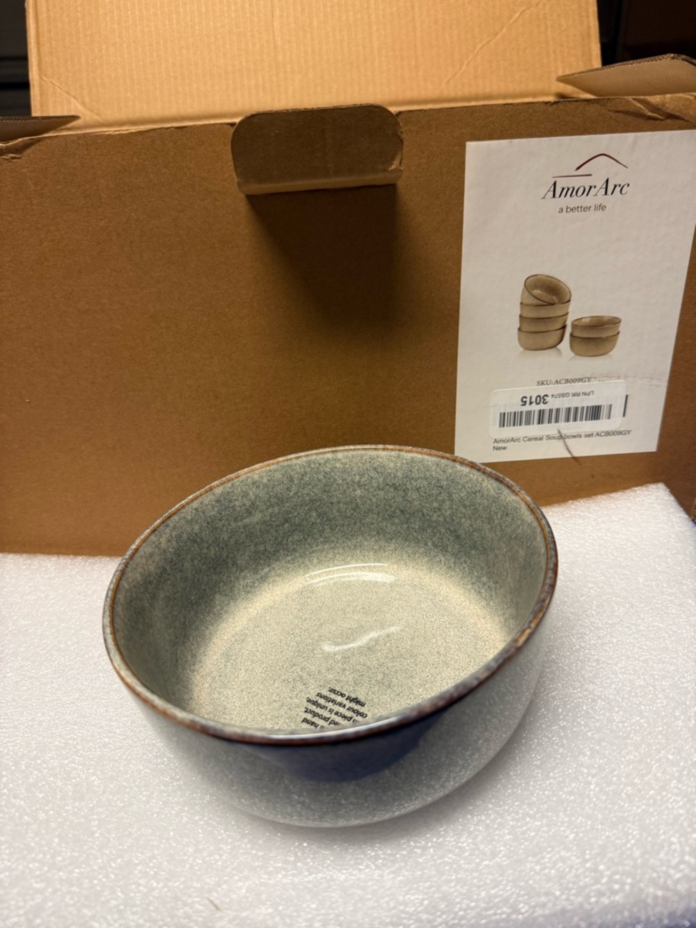 Ceramic Dinnerware Bowl in Green-Gray